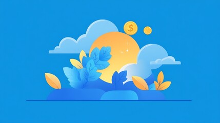 Sunny Landscape with Coins.