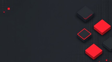 Red  Black 3D Cubes Abstract.
