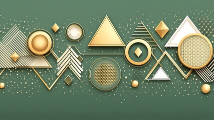 Gold Geometric Green Abstract Banner.