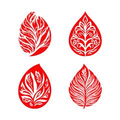 Intricate patterns adorn vibrant red leaves showcasing the beauty of nature through artistic expression. These eco inspired designs capture the essence of organic life and sustainability