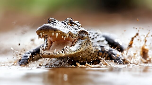 Alligator with Open Mouth in Water - Powered by Adobe
