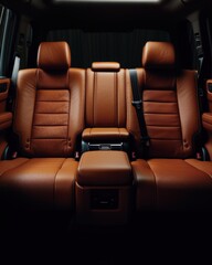 Interior de Carro com Bancos de Couro Marrom