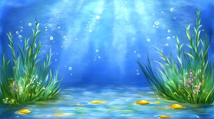 Underwater Scene Plants  Sunlight.