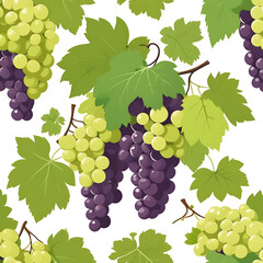 Grapes and leaves seamless pattern for background