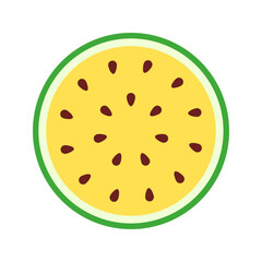Yellow Watermelon Fruit Slice Illustration, Summer fruit, Vector illustration.