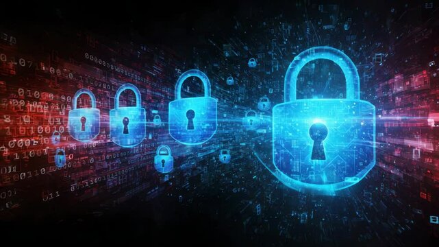 Abstract digital security lock graphic
