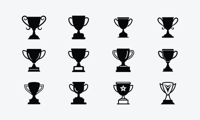 Modern Vector Trophy Icons Set Collection, Award Illustrations
