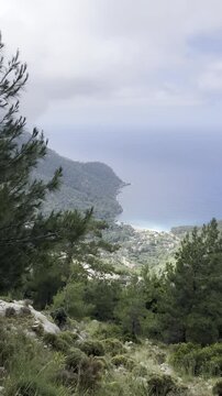Aegean Bay landscape from the mountain, vertical