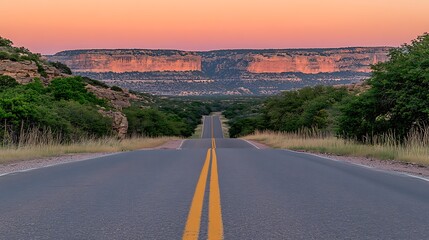 Desert Highway Sunset Panorama.