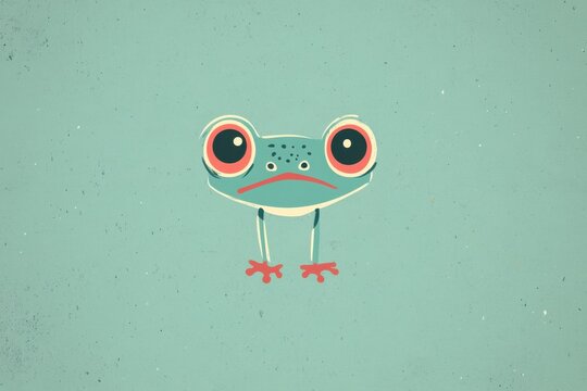 Ilustra&ccedil;&atilde;o de Sapo Estilizado em Fundo Pastel