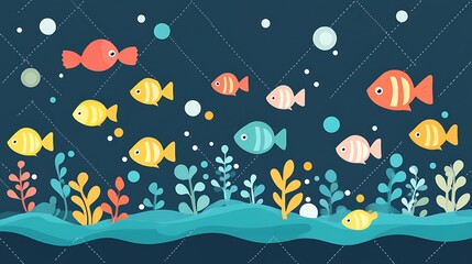 Colorful Fish Underwater Scene.