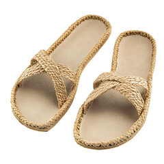 Classic Espadrille Style Beach Sandals with Natural Isolated on Transparent Background
