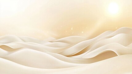 Obraz premium Dreamy Desert Dunes Under a Soft Bright Sunlight at Dawn with Smooth Sandy Hills and Gentle Winds Creating Serene Arid Landscape Scene