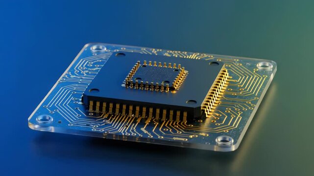 Circuit board with processor chip detail