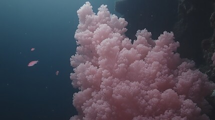Pink Coral Reef with Ocean Fish.