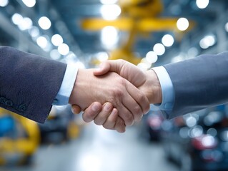 Handshake in Industrial Factory Setting