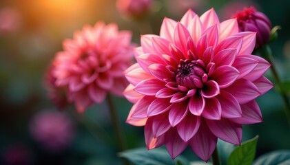 Obraz premium Intricate dahlia blooms, vibrant colors, lush petals , petals, beautiful