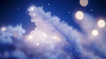 Frosted Plants with Winter Lights, and Closeup.