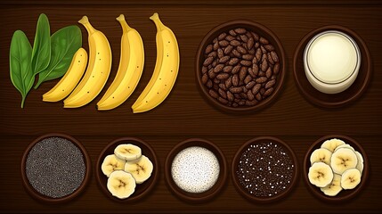 Healthy Banana Smoothie Ingredients.