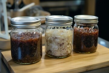 Fermentation process jars a slow cooking method Preserving food healthy bacteria
