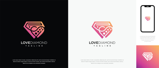 Diamond love logo design. Diamond love logo icon