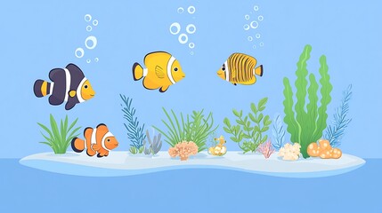 Colorful Reef Fish Underwater Scene.