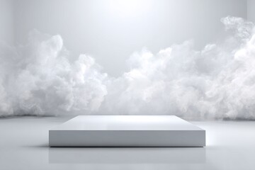 Obraz premium White Platform with White Smoke Background