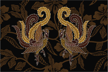 Indonesian Batik Pattern with a Very Unique Bird Motif