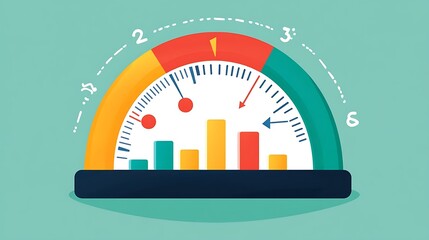 Performance Gauge with Data, Chart, and Graph.