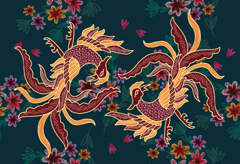 Indonesian Batik Pattern with a Very Unique Bird Motif