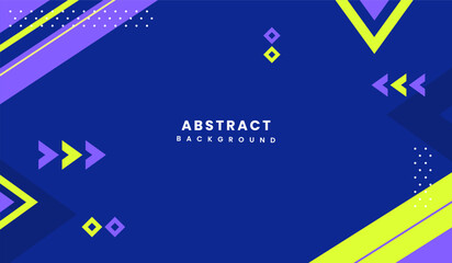 Neon green and purple abstract geometric vector design with blue background premium vector