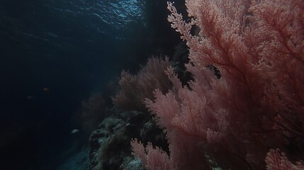 Pink Coral Reef Underwater Scene.