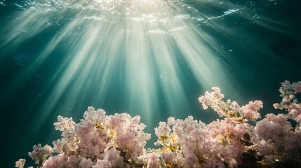 Underwater coral reef sunlight.