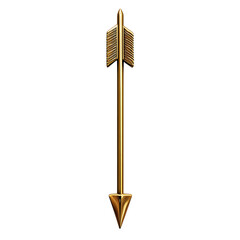 Modern Arrow with Sharp Precision in Brilliant Gold Isolated on Transparent Background
