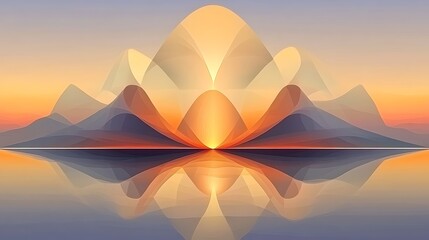 Sunset Mountain Lake Reflection.