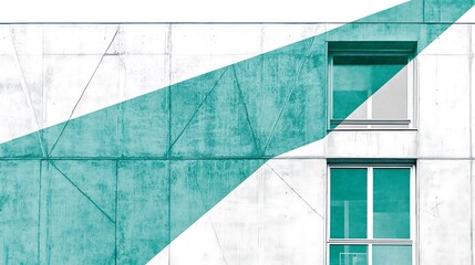 Modern building facade with teal overlay.