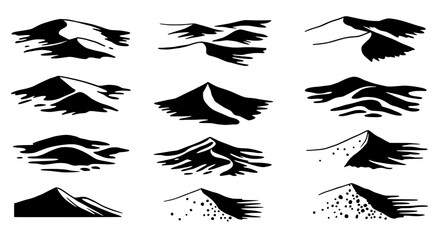 Sand Dune Sketches: A captivating collection of black and white illustrations showcasing the mesmerizing forms of sand dunes, evoking a sense of the vastness and serenity of desert landscapes.