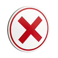 Obraz premium This round icon features a prominent red cross symbol against a white background representing a clear no entry or prohibition message in a minimalist style