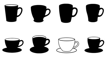 Mugs in Silhouette: Minimalist arrangement featuring coffee mugs and teacups in silhouette, creating a striking visual with bold shapes and contrasting lines.