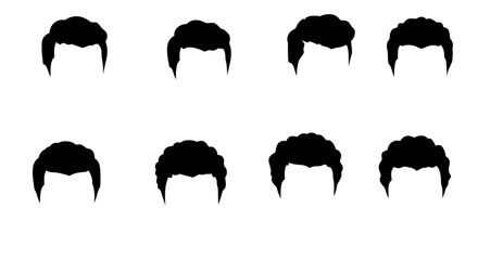 Hair Silhouette Set: A collection of diverse hairstyle silhouettes, offering versatile design elements for a range of creative endeavors. Perfect for illustrating hair texture, style variety.