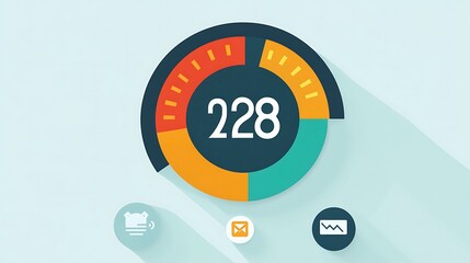 Progress Meter with 228 Points, and Flat Design.