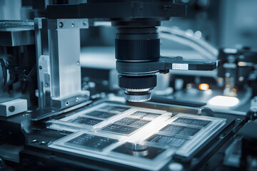 Fototapeta premium OLED display panels being scanned for defects 