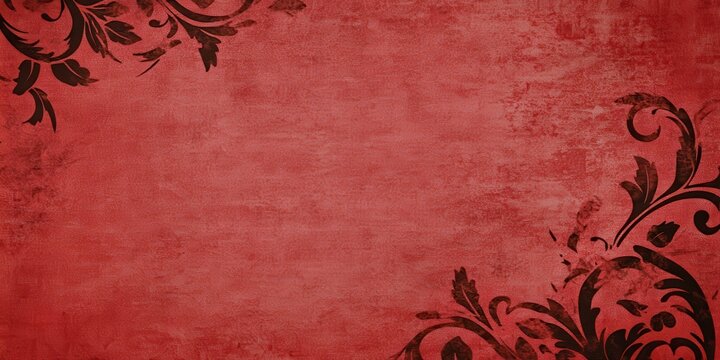 Fundo texturizado vermelho com ornamentos florais em estilo vintage