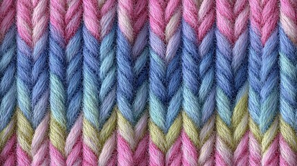 Seamless close-up texture of colorful knitted yarn fabric pattern, soft wool material background for textile concepts