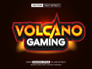 volcano gaming editable text, font effect, 3d text for title