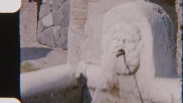Water Gushing From The Fountain Of Hercules In Herculaneum, Italy