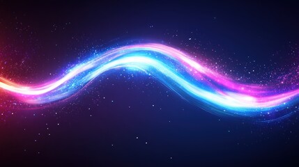 Obraz premium Luminous wave illustration, vibrant color gradient on dark gradient background