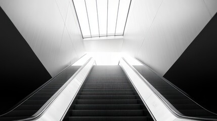 Obraz premium Modern Escalator Leading to Bright Light: A Symbol of Progress and Advancement