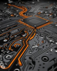 Circuito Eletrônico Abstrato: Detalhe em Textura e Traçado