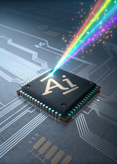Fototapeta premium electronic circuit board ai Chip set 